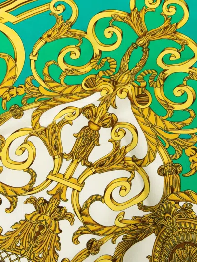 Pre-owned Hermes 1986-1998 Les Tuileries Silk Scarf Scarves In Green