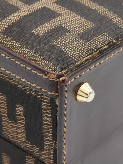 Pre-owned Fendi 2000s Zucca-pattern Tote Bag In Brown