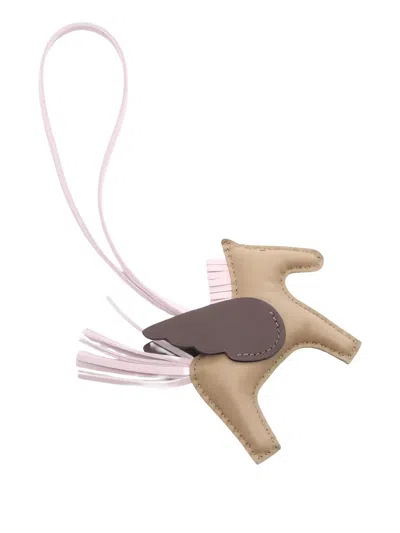 Pre-owned Hermes 2023 Pegasus Rodeo Pm Bag Charm In Neutral