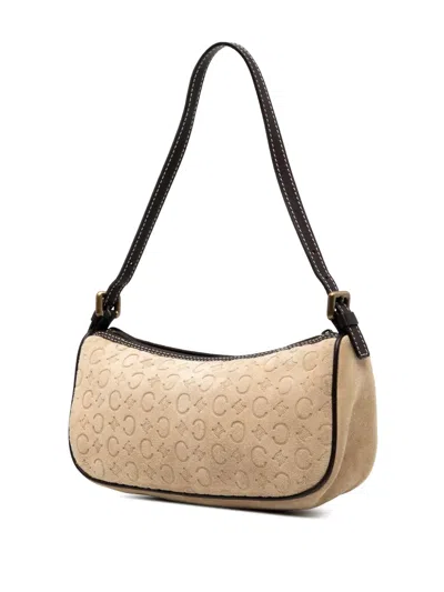 Pre-owned Celine 2000 C Macadam Suede Shoulder Bag In Brown