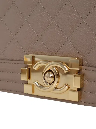 Pre-owned Chanel 2016-2017 Old Medium Quilted Caviar Boy Flap Crossbody Bag In Brown