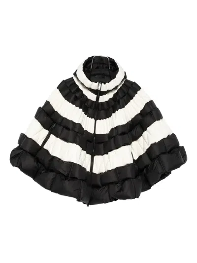 Raxxy Striped Hooded Cape In Black