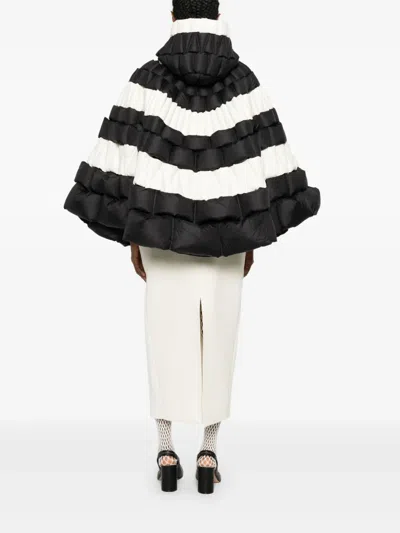 Raxxy Striped Hooded Cape In Black