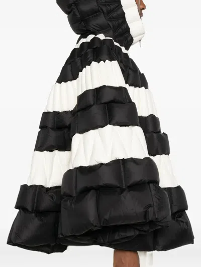 Raxxy Striped Hooded Cape In Black