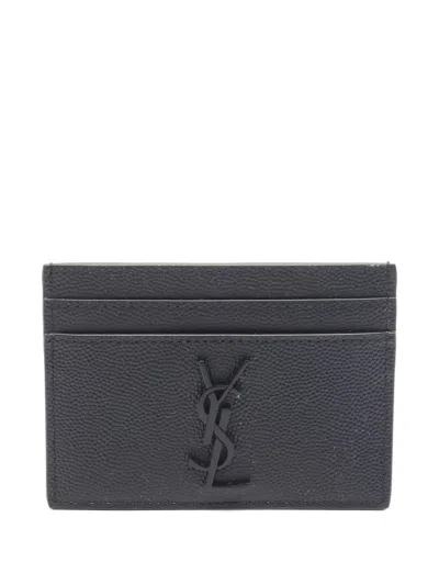 Pre-owned Saint Laurent 2020s Cassandre Card Holder In Black