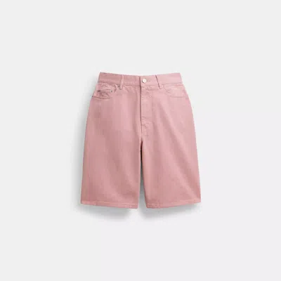 Coach Denim Skater Shorts In Pink