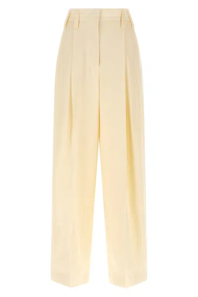 Jil Sander Viscose & Silk Twill Wide Pants In Neutral