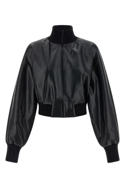 Norma Kamali High Neck Bomber Jacket Puffer Jackets Black In Black