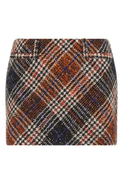 Missoni Multicolor Miniskirt With Concealed Zip Closure And All-over Zig-zag Motif In Wool Woman In Brown
