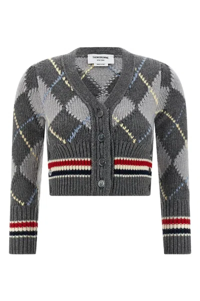 Thom Browne Cardigan Argyle In Gray