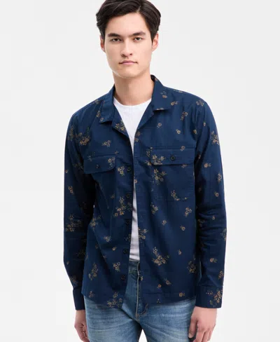 Sun + Stone Men's Floral Print Long-sleeve Shirt, Macy's Exclusive In Blue