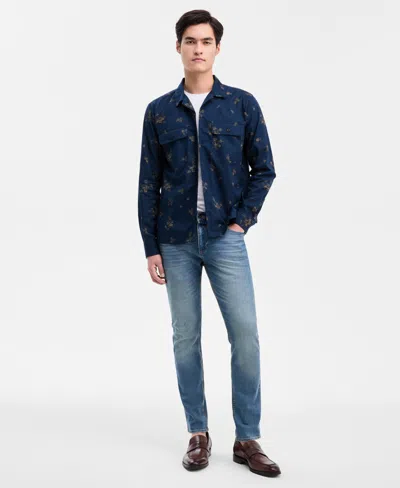 Sun + Stone Men's Floral Print Long-sleeve Shirt, Macy's Exclusive In Blue