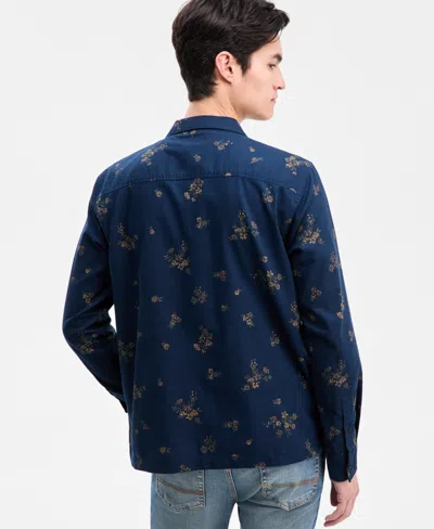 Sun + Stone Men's Floral Print Long-sleeve Shirt, Macy's Exclusive In Blue