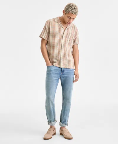 Sun + Stone Men's Short-sleeve Cotton Driver Shirt, Macy's Exclusive In Pink