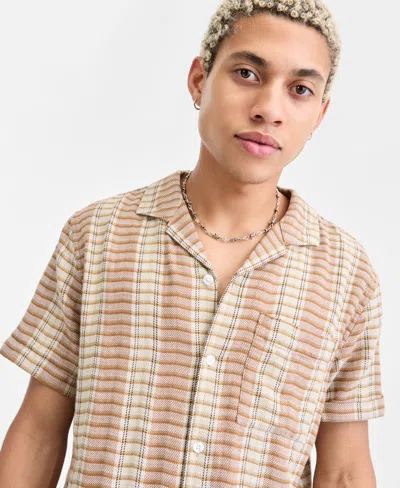 Sun + Stone Men's Short-sleeve Cotton Driver Shirt, Macy's Exclusive In Pink