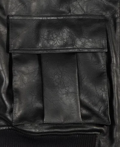 Mode Of One Men's Relaxed-fit Faux-sherpa-collar Faux-leather Bomber Jacket, Macy's Exclusive In Black