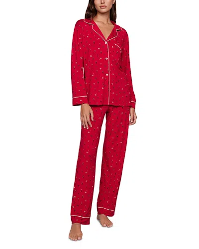 Eberjey Gisele Printed Long Pajama Set In Red