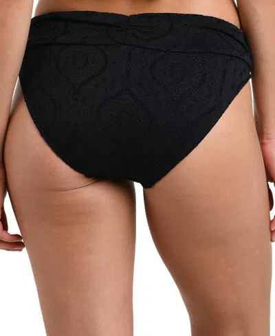 La Blanca Mantra Medallion Shirred Band Hipster Bikini Bottom In Black