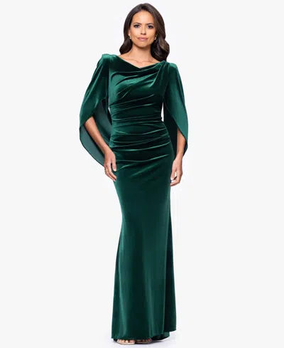 B & A By Betsy And Adam Petite Long Drape Back Dress In Green