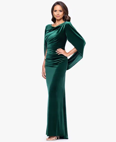 B & A By Betsy And Adam Petite Long Drape Back Dress In Green