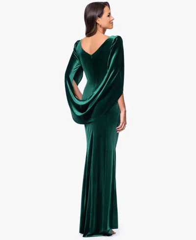 B & A By Betsy And Adam Petite Long Drape Back Dress In Green