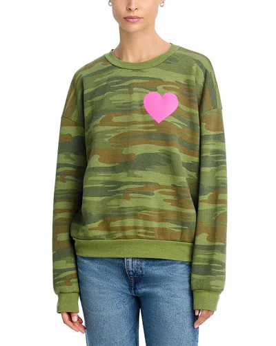 Aviator Nation Heart Camouflage Crewneck Sweatshirt In Green