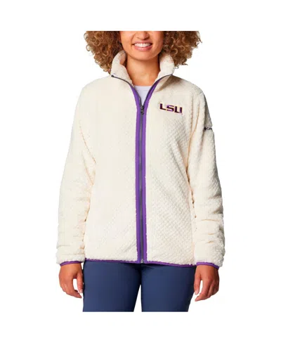 Columbia Women's Cream Lsu Tigers Fireside Ii Sherpa Full-zip Jacket In Metallic