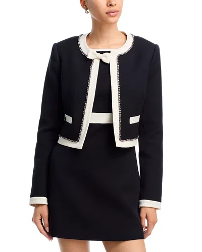 Loveshackfancy Ralphette Crystal Trim Colorblock Jacket In Black