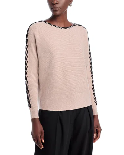 T Tahari Whipstitch Boat Neck Dolman Sleeve Sweater