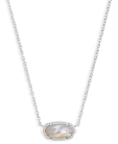 Kendra Scott 2-piece Imitation Pearl Elisa Pendant Necklace And Mikki Huggie Earrings In Silver-tone Rhodium Over In Silver