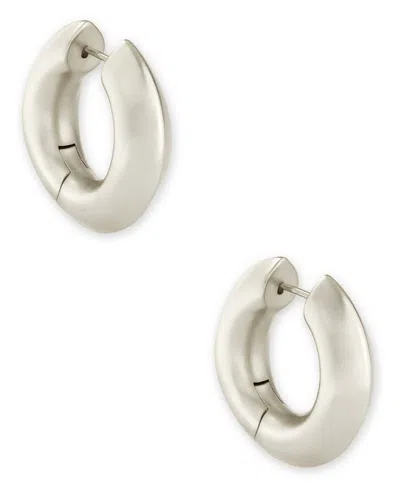 Kendra Scott 2-piece Imitation Pearl Elisa Pendant Necklace And Mikki Huggie Earrings In Silver-tone Rhodium Over In Silver