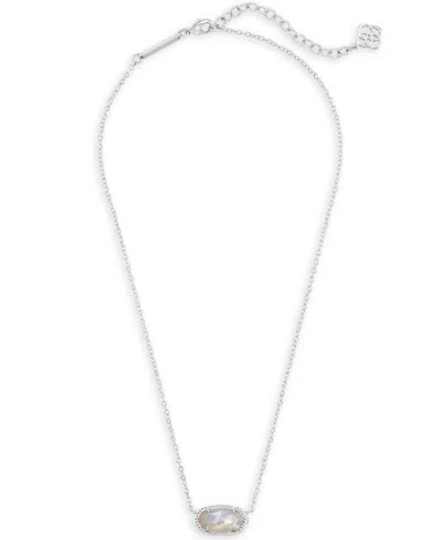 Kendra Scott 2-piece Imitation Pearl Elisa Pendant Necklace And Mikki Huggie Earrings In Silver-tone Rhodium Over In Silver