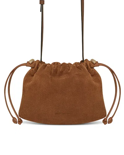 Strathberry Charlotte Drawstring Suede Crossbody Bag In Brown