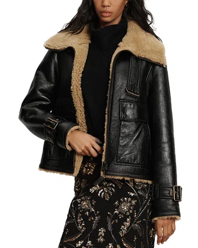 Veronica Beard Danika Shearling-lined Leather Jacket In Black