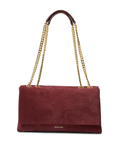 Veronica Beard Wedge Suede Shoulder Bag In Burgundy