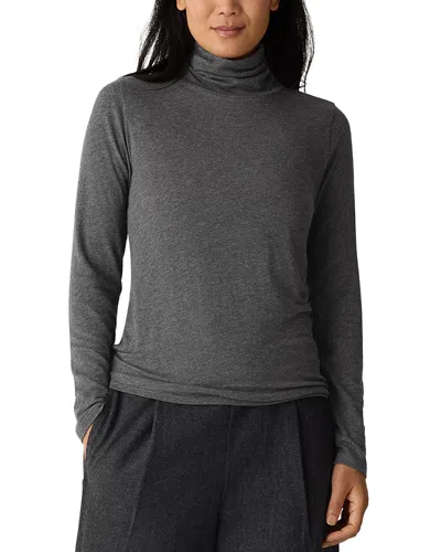 Eileen Fisher Melange Turtleneck Top In Gray