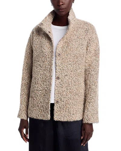 Eileen Fisher High Collar Alpaca Wool Blend Coat In Neutral