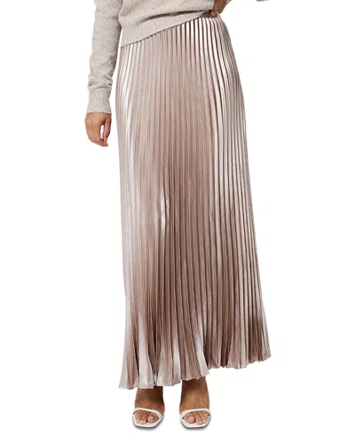 French Connection Marielle Pleated Metallic Satin Maxi Skirt In Gold