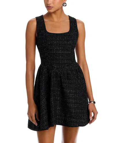Aqua Tweed Mini Dress In Black