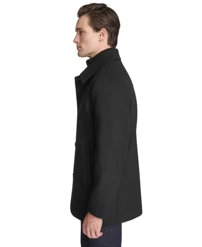 Kenneth Cole Men's Stand-collar Zip-bib Button Car Coat In Black