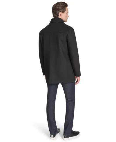 Kenneth Cole Men's Stand-collar Zip-bib Button Car Coat In Black