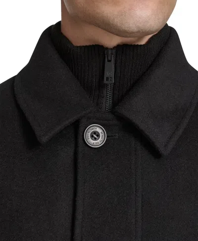 Kenneth Cole Men's Stand-collar Zip-bib Button Car Coat In Black