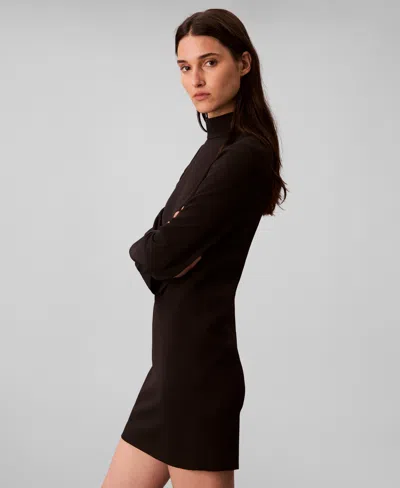 Calvin Klein Women's Long Sleeve Turtle Neck Mini Dress In Blue