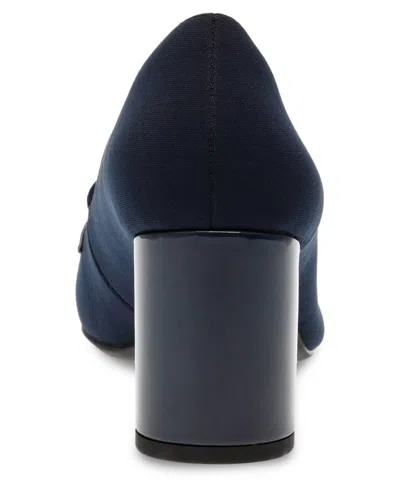 Anne Klein Telepathy Womens Slip-on Block Heel Loafers In Blue
