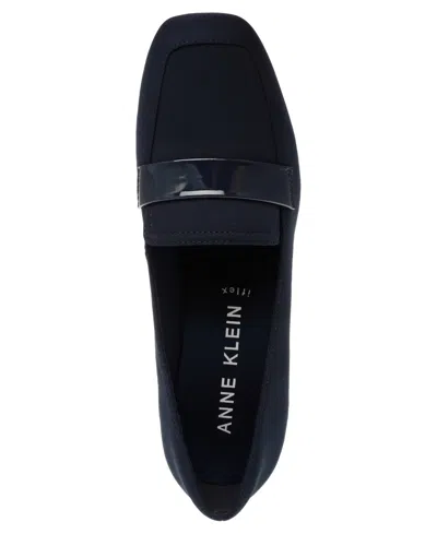 Anne Klein Telepathy Womens Slip-on Block Heel Loafers In Blue
