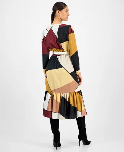 T Tahari T Tahar Printed V Neck Dress In Multi