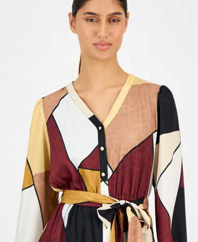 T Tahari T Tahar Printed V Neck Dress In Multi