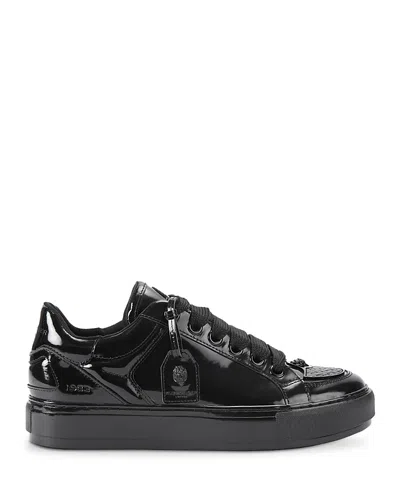Kurt Geiger Patent Leather Southbank Tag Sneakers In Black