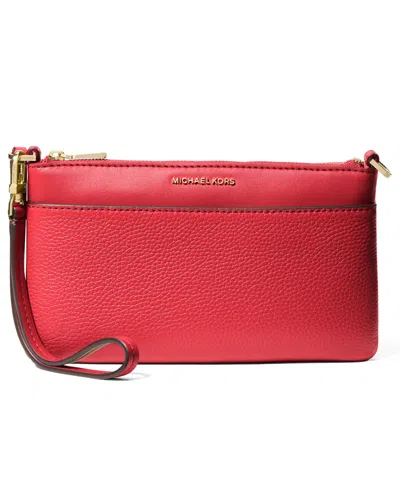Michael Kors Jet Set Leather Top Zip Convertible Wristlet In Red