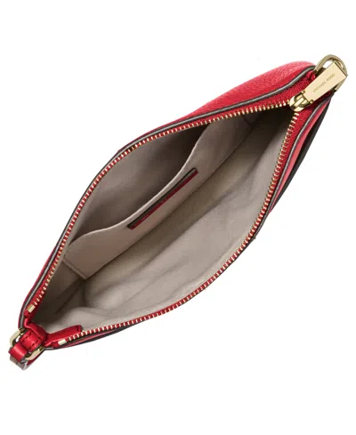 Michael Kors Jet Set Leather Top Zip Convertible Wristlet In Red